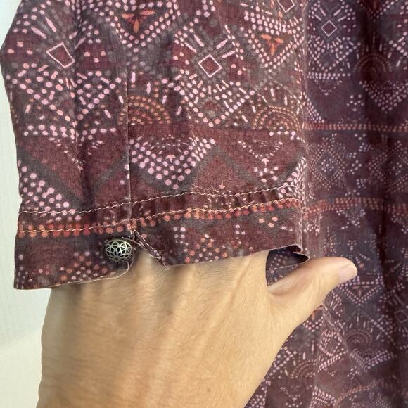Kuhl Top Womens Size Large Flora 3/4 Shirt in Hyacinth Geometric Bohemian Tunic - Picture 3 of 14
